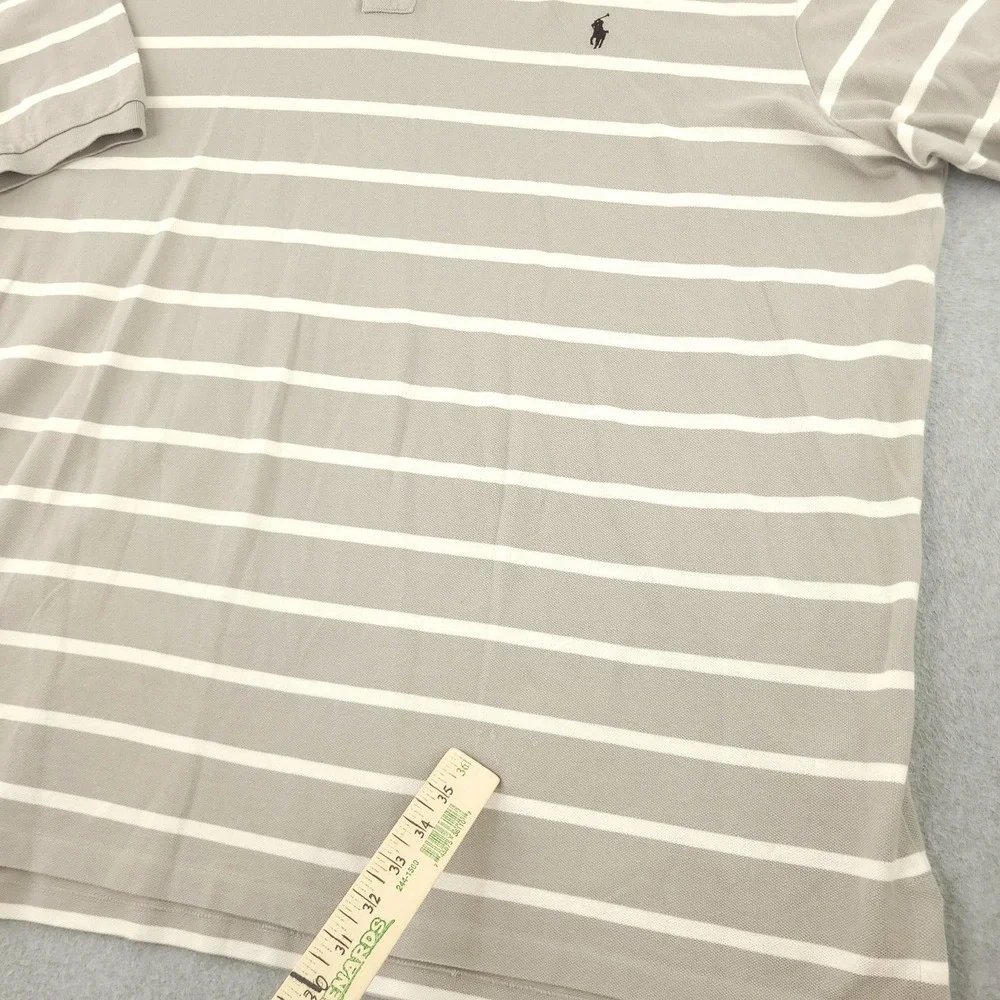 Polo Ralph Lauren Polo Shirt Mens 4XLT Tall Gray Stripe Cotton Pony Logo Top